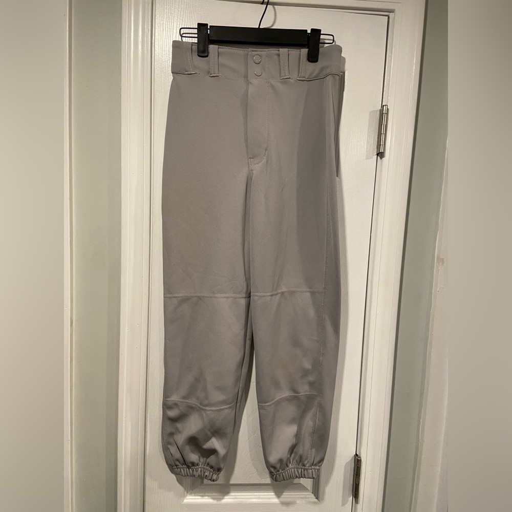 Champro Youth Size L Gray Baseball Pants Zip Snap Belt Loops